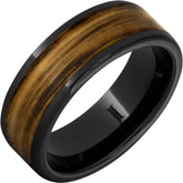 Barrel Aged Black Diamond Ceramic Ring with Bourbon Wood Inlay